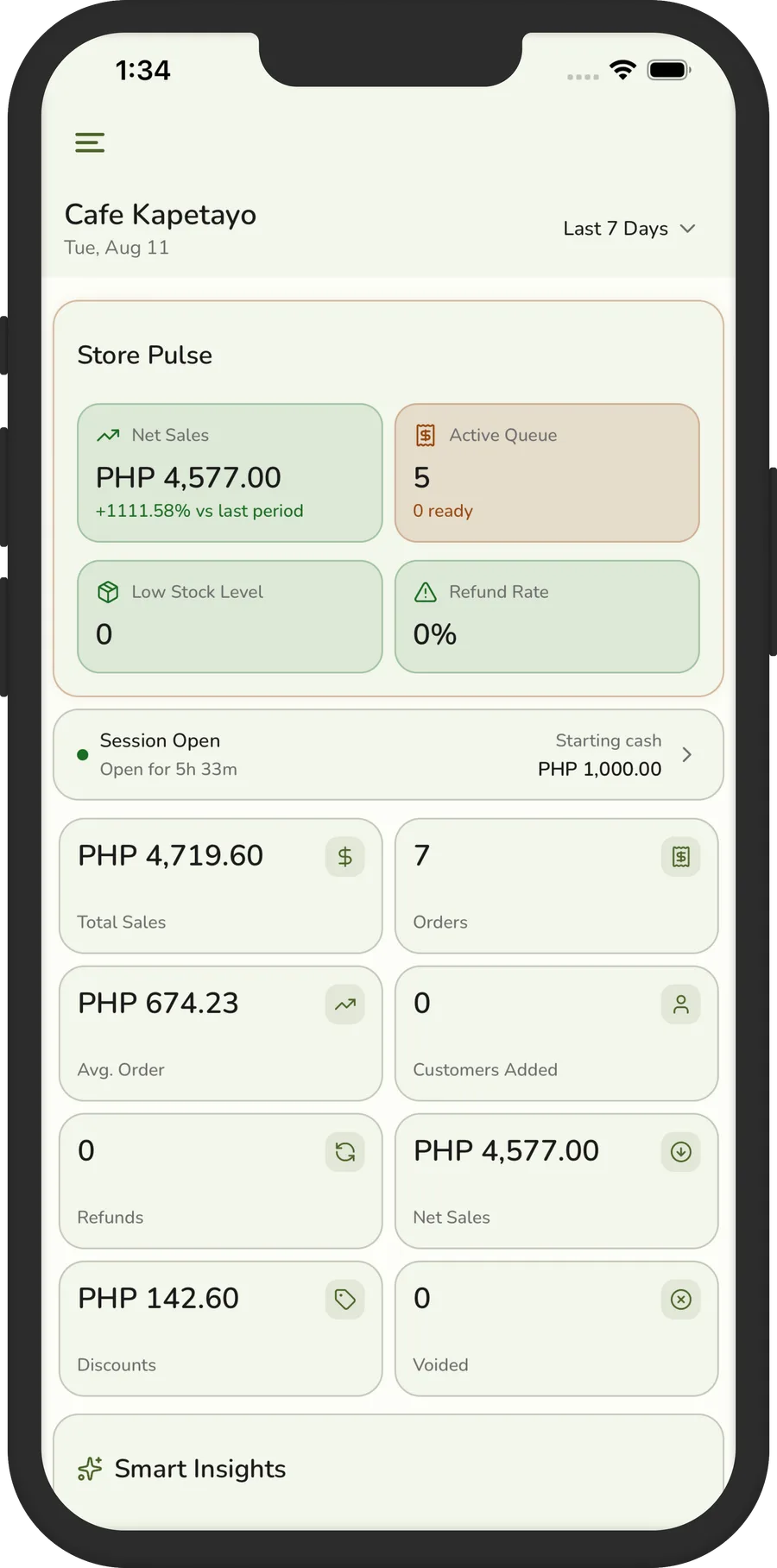 Fuze Store POS running on a phone