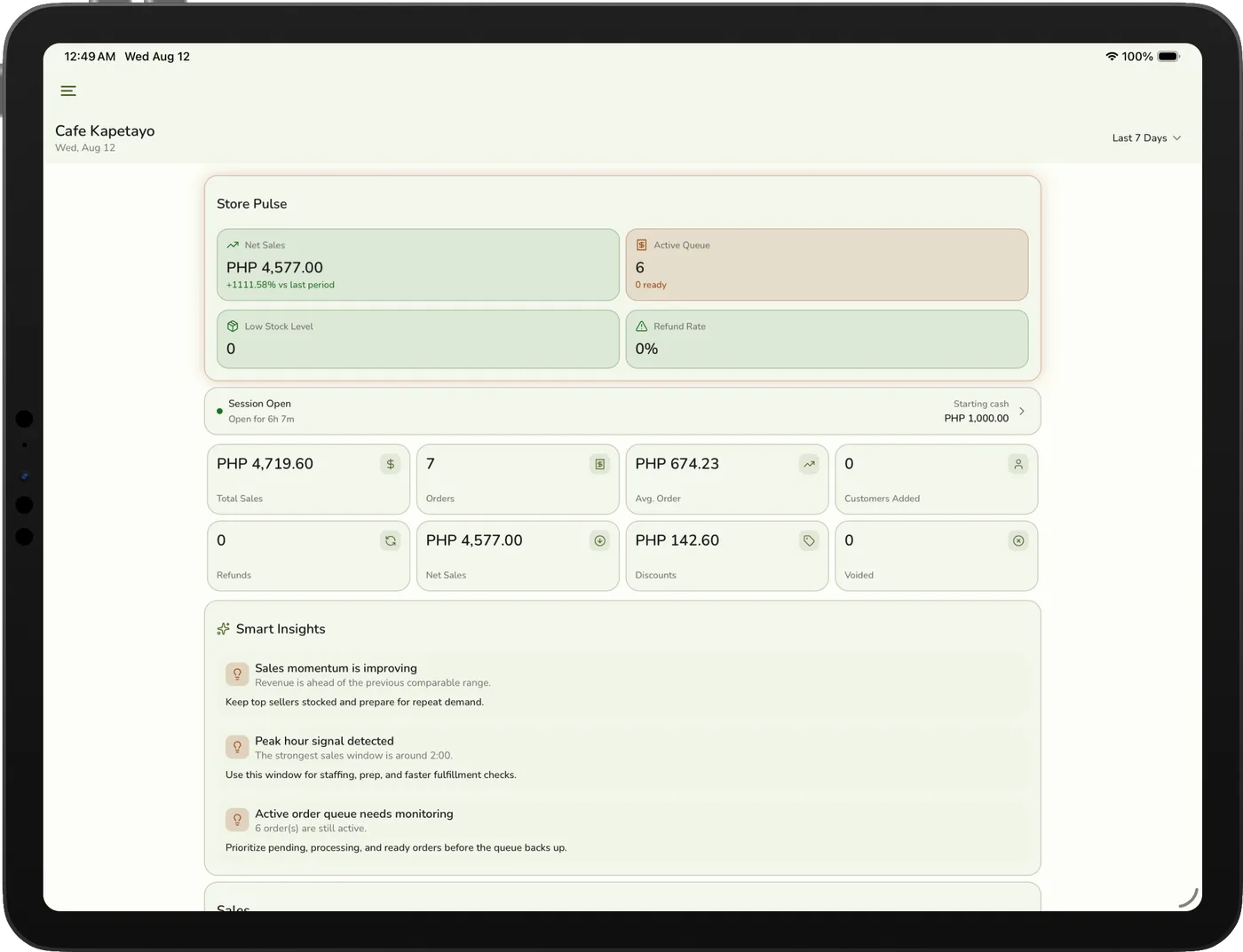 Fuze Store dashboard and point of sale