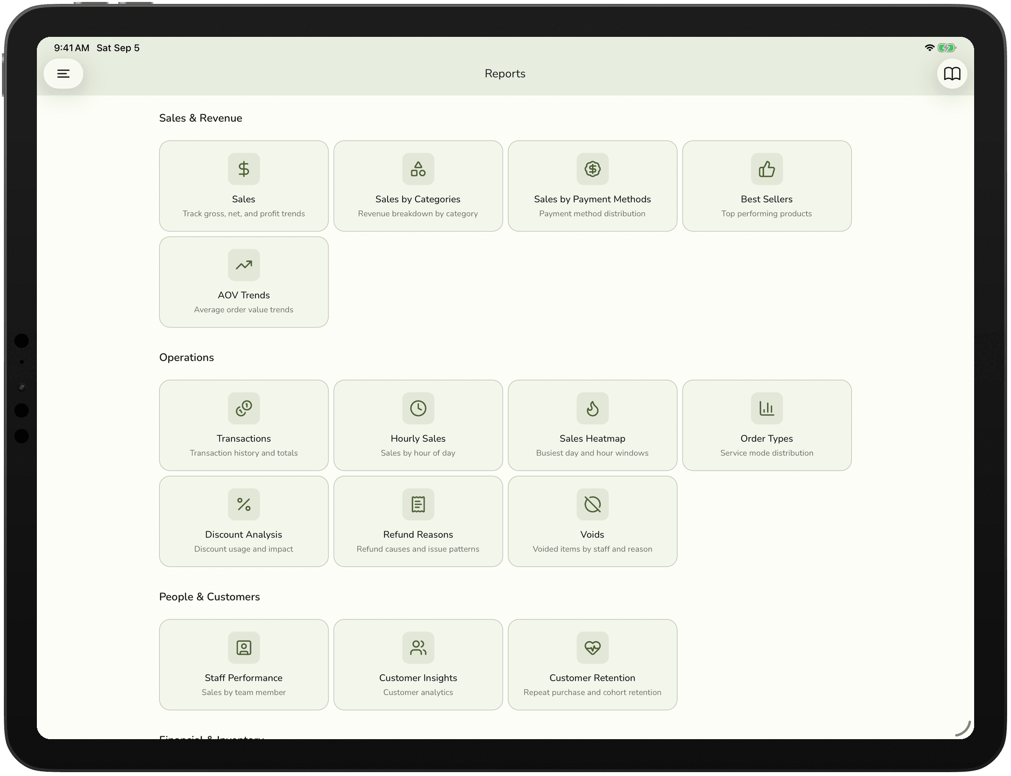 The reports hub