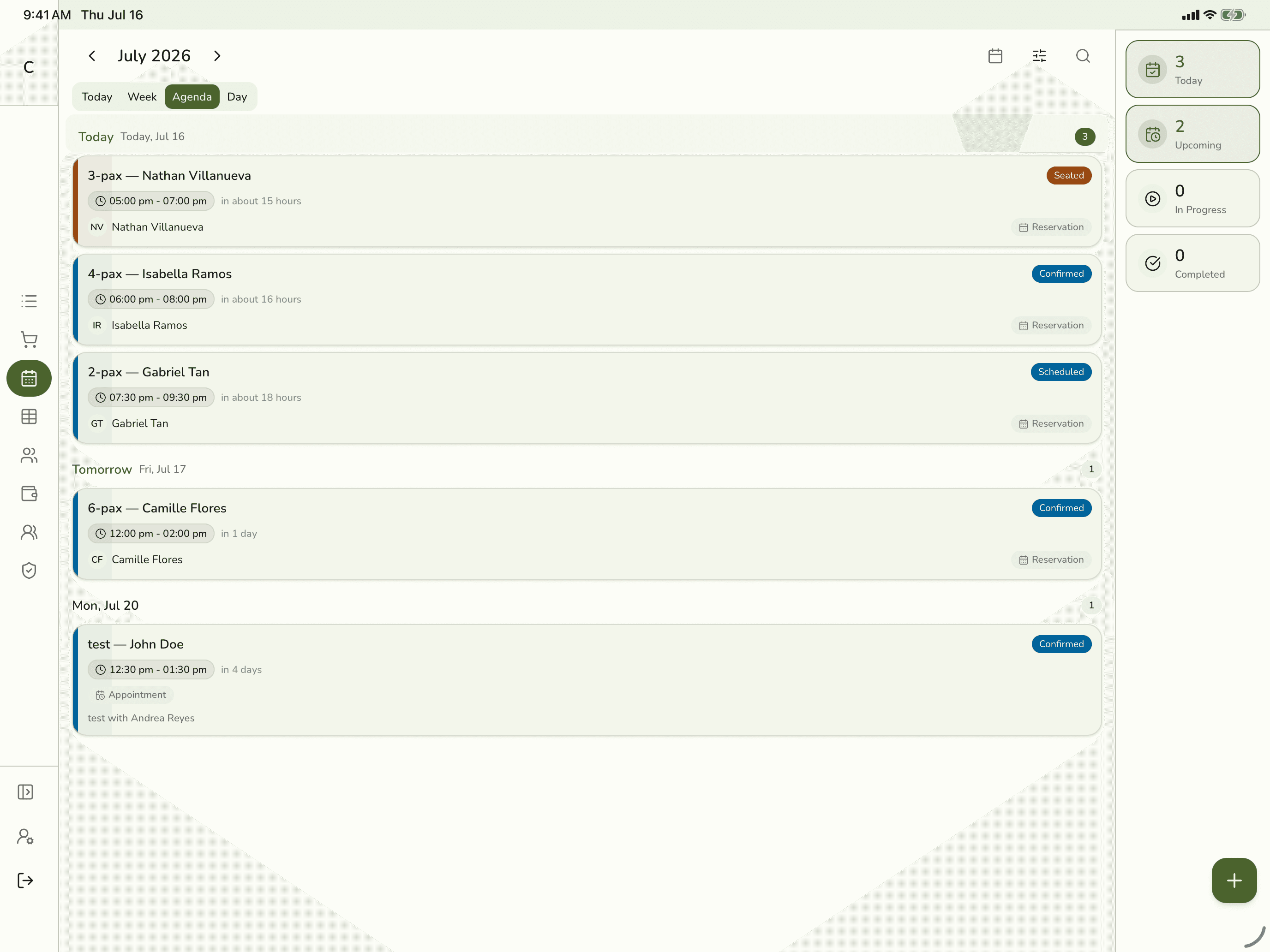 The Fuze Store bookings and appointments calendar