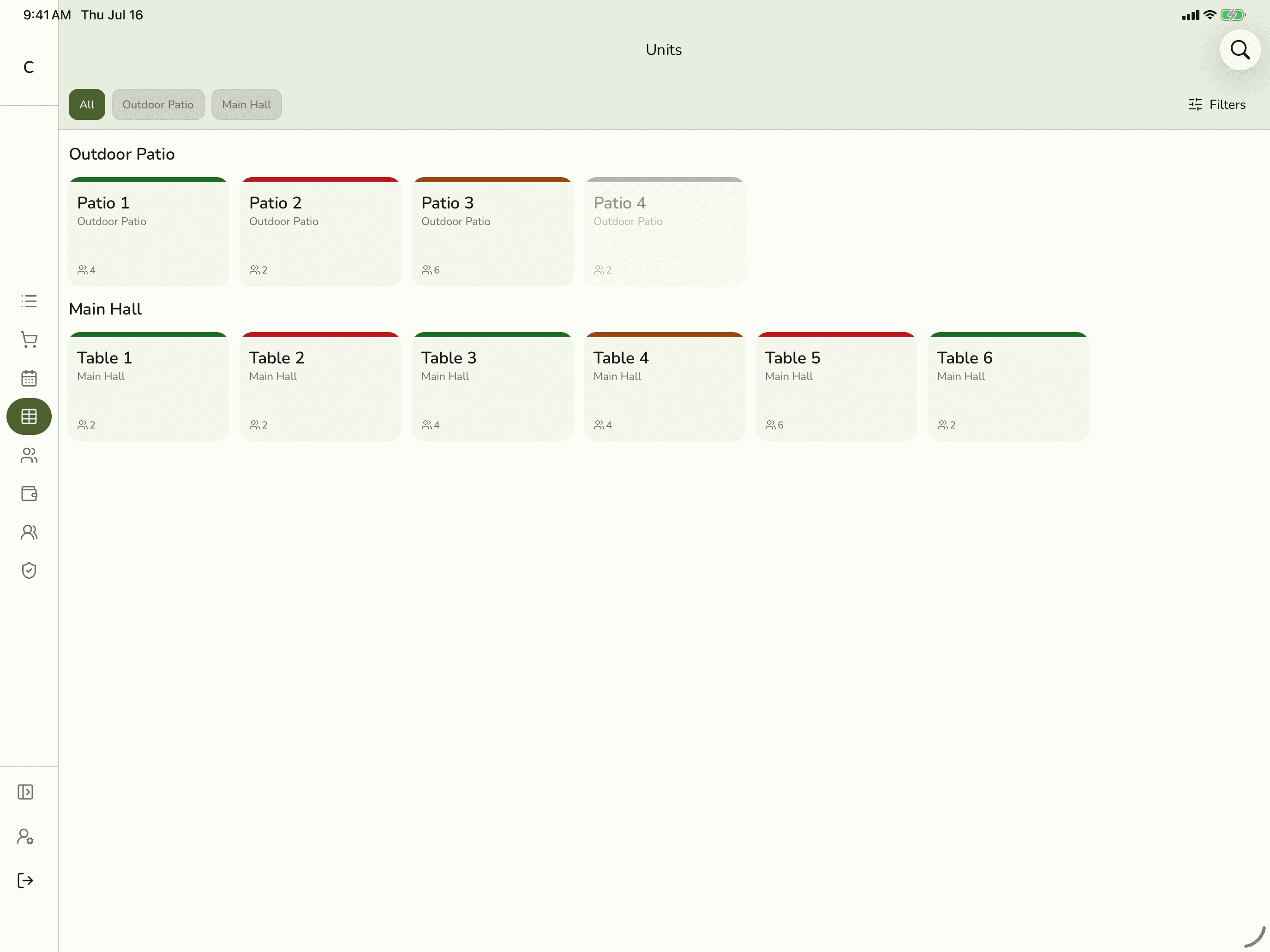 The Fuze Store tables and units view