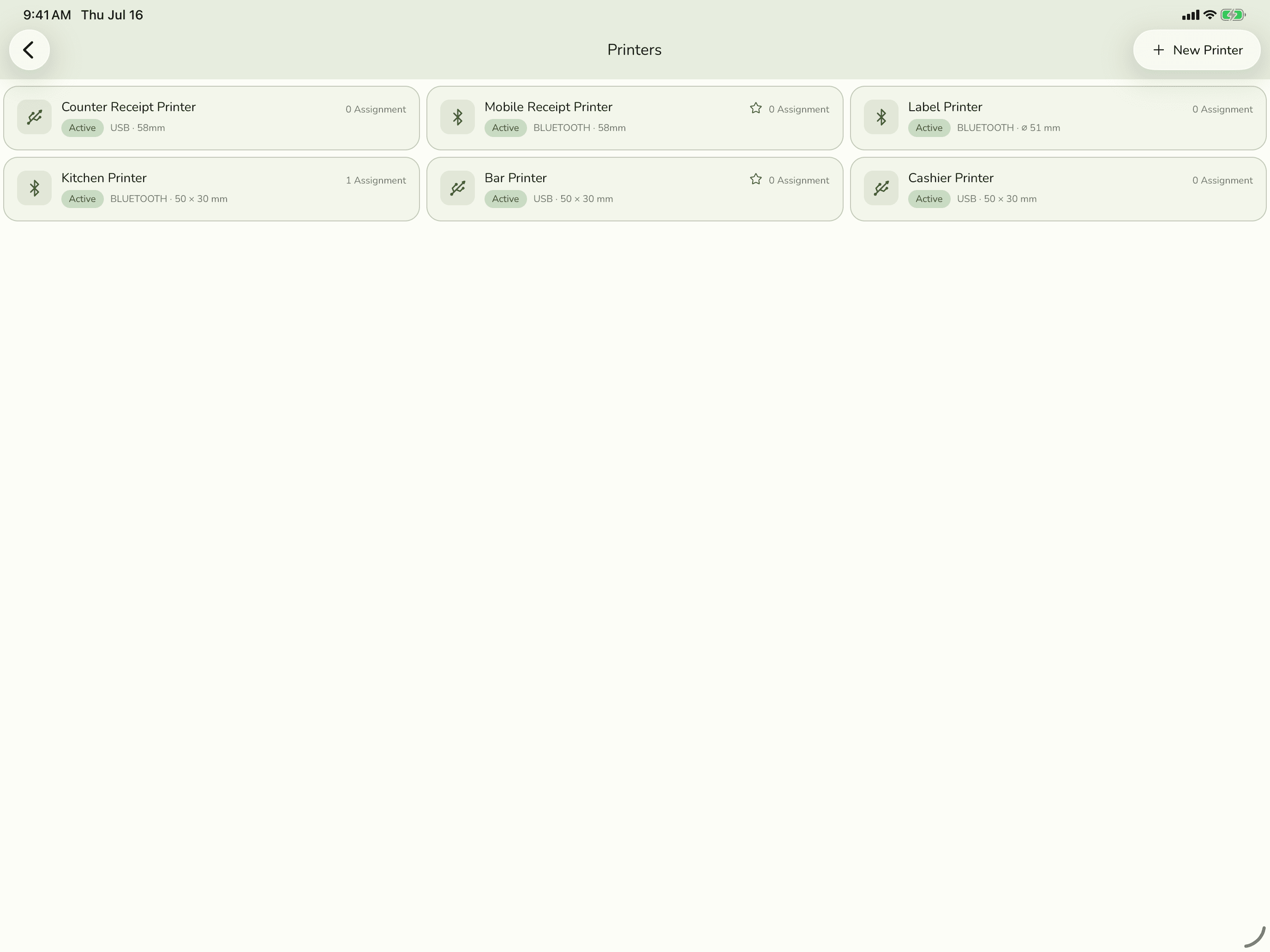 Configured receipt, kitchen, and label printers in Fuze Store