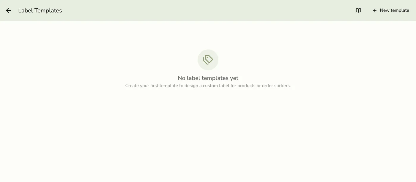 The Label templates list