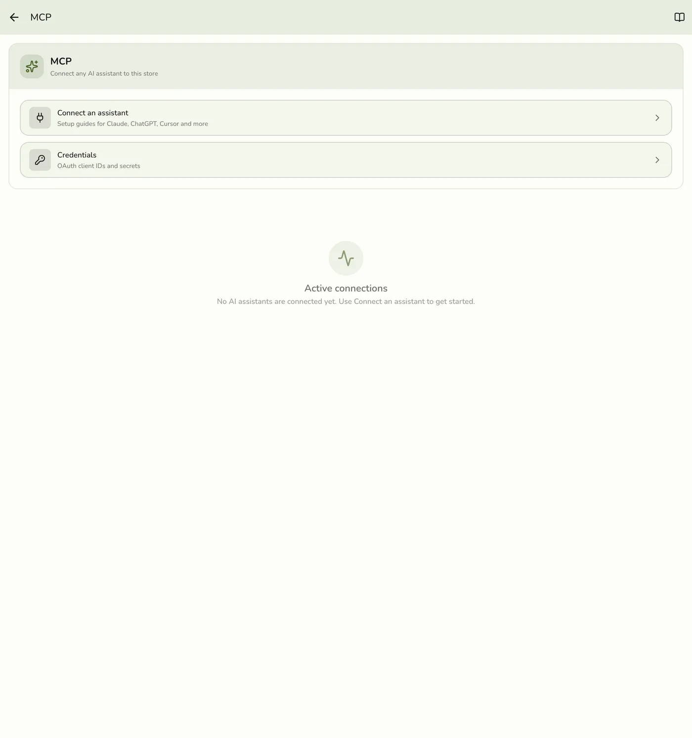The AI Connections screen in Fuze Store listing active connections