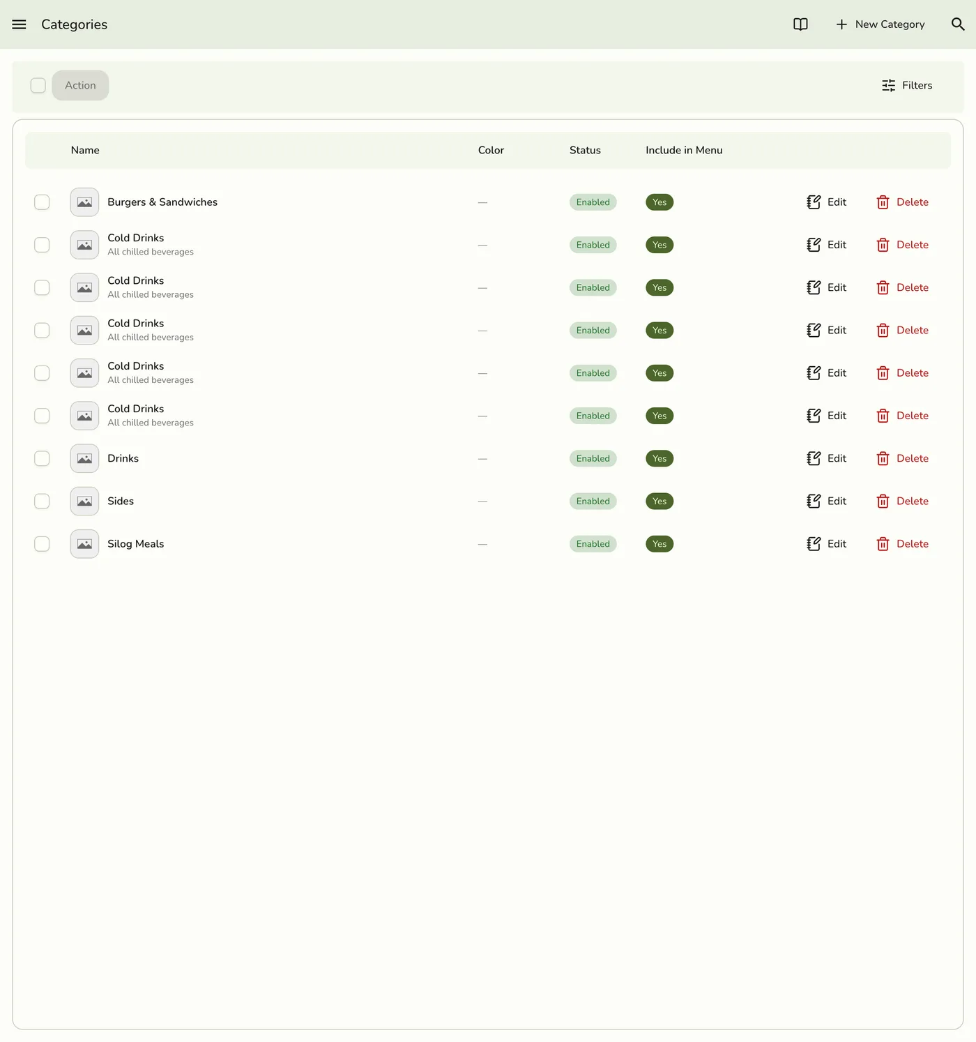The Categories screen in Fuze Store