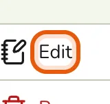 The Actions menu open on a charge row, with Edit highlighted