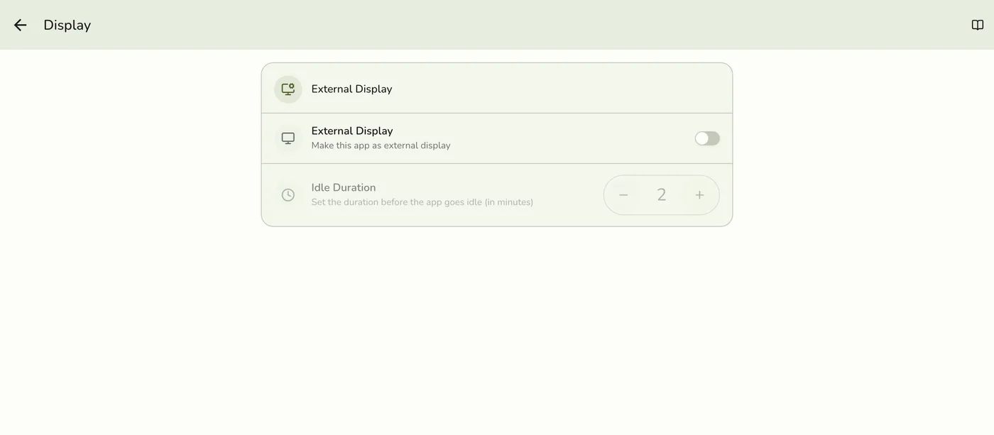 The Display settings with mode cards