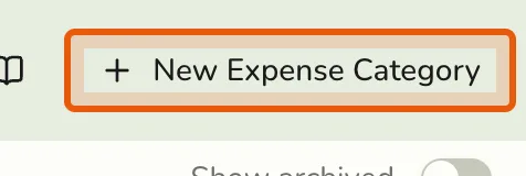 The New Expense Category button on the Expense Categories screen