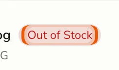 An Out of Stock badge next to a product name on the Products list