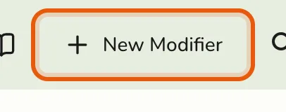 The New Modifier button on the Modifiers screen
