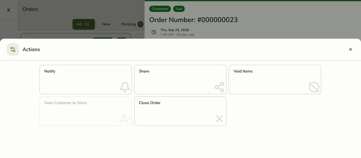 The order Menu