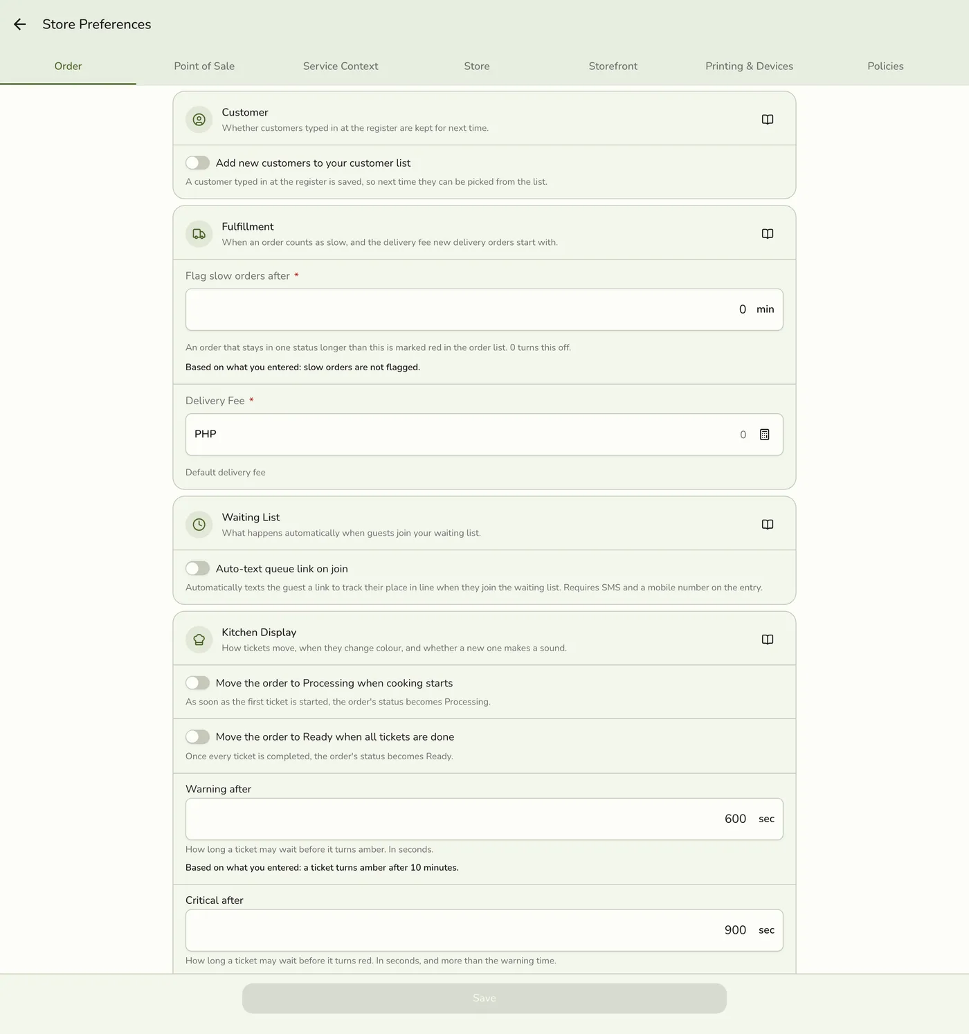 The store setup wizard business type step