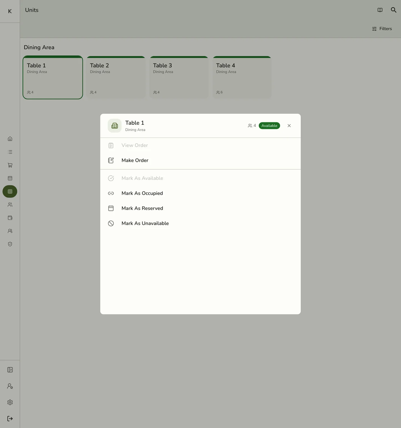 The status buttons on a unit sheet